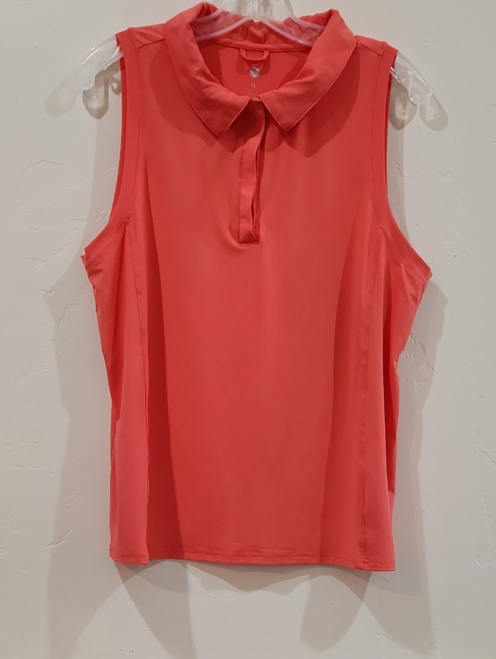 Sleeveless Polo Tank Top - Coral Pink